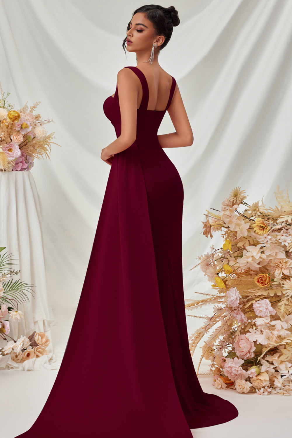 Maxi Träger Meerjungfrau Schwarzes Ballkleid mit Schlitz