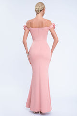 Blush Schulterfreies 3D Blumen Etui Ballkleid mit Schlitz