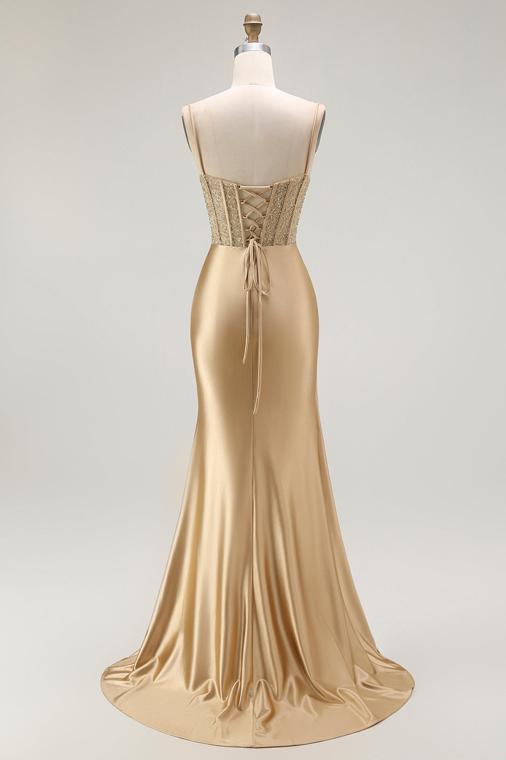 Rotes Meerjungfrau Spaghettiträger Korsett Plissee Langes Ballkleid mit Schlitz