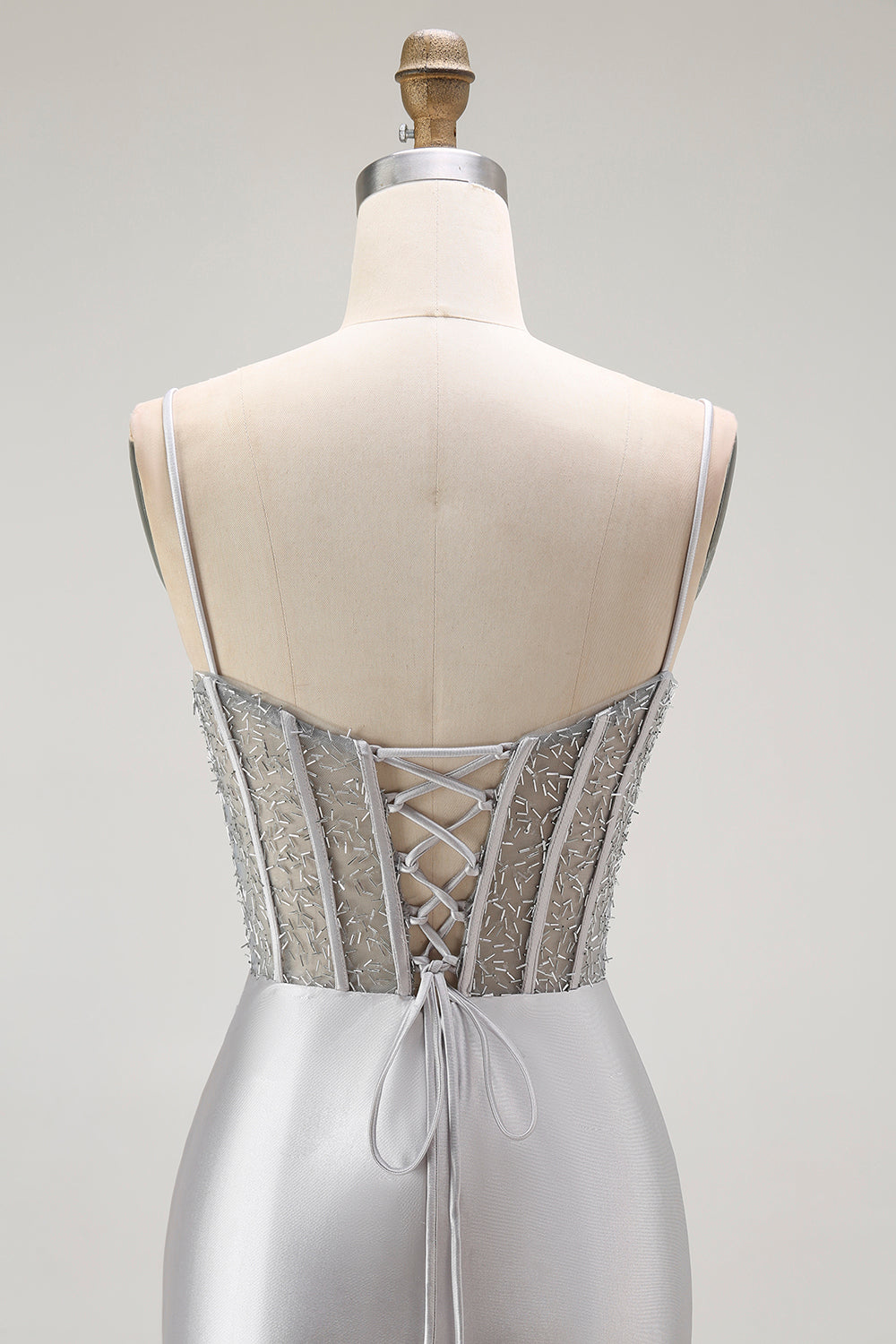 Rotes Meerjungfrau Spaghettiträger Korsett Plissee Langes Ballkleid mit Schlitz