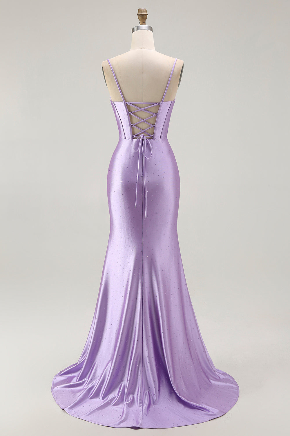 Lila Meerjungfrau Korsett Gerafftes Langes Ballkleid mit Rüschen Schlitz