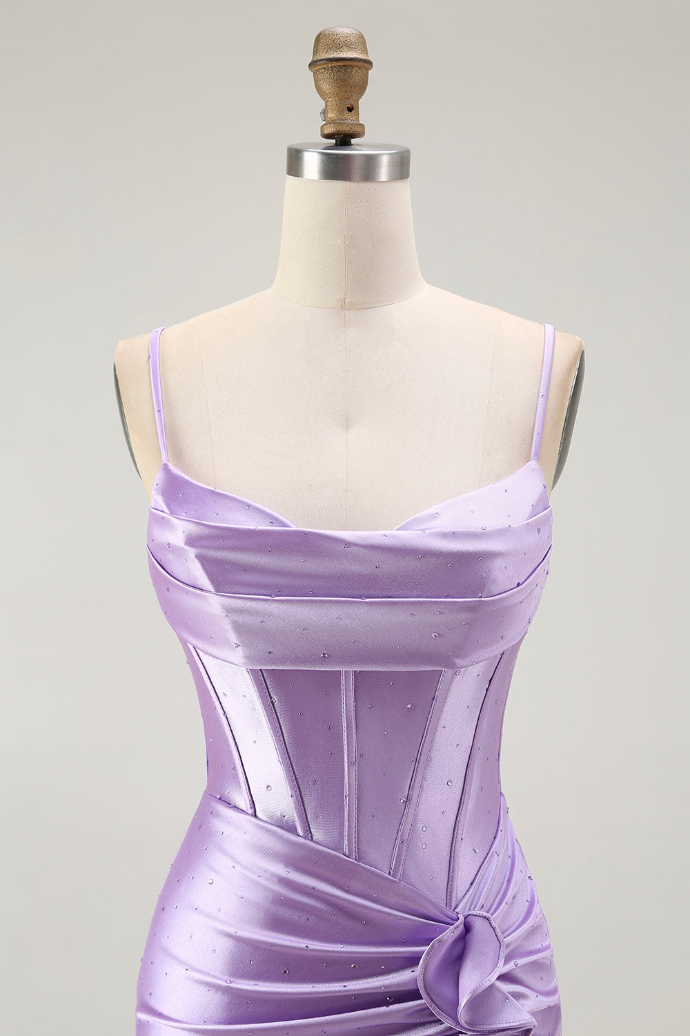 Lila Meerjungfrau Korsett Gerafftes Langes Ballkleid mit Rüschen Schlitz