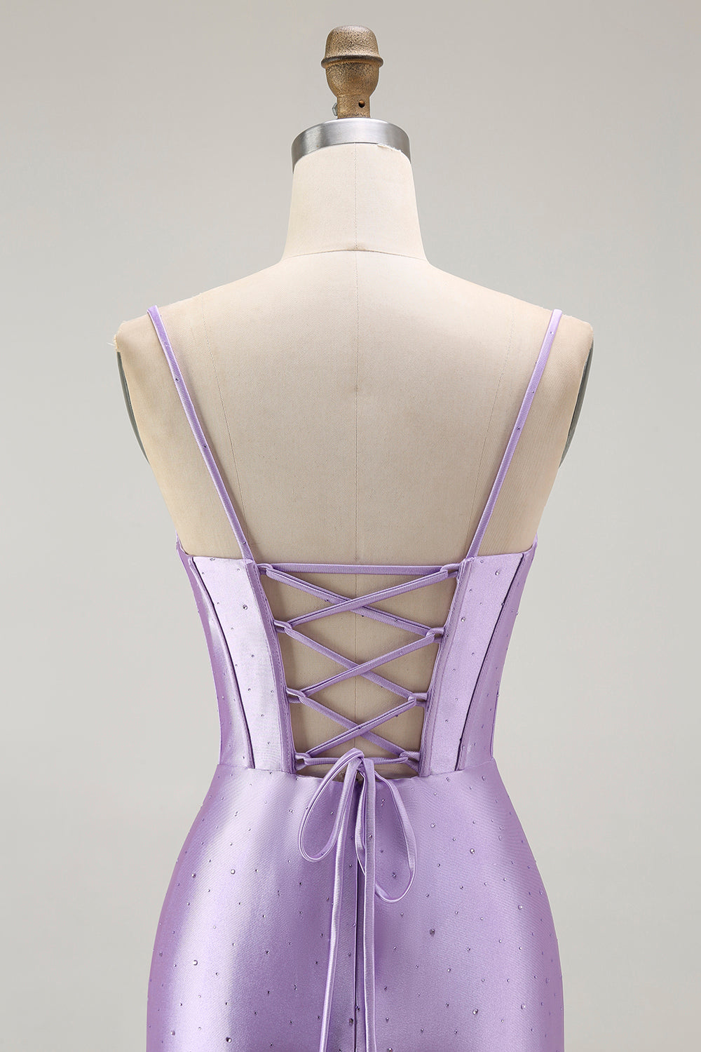 Lila Meerjungfrau Korsett Gerafftes Langes Ballkleid mit Rüschen Schlitz
