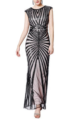 Mermaid Schwarz 1920er Pailletten Flapper Kleid