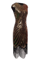 Gold Gatsby Glitzer Franse 1920er Kleid