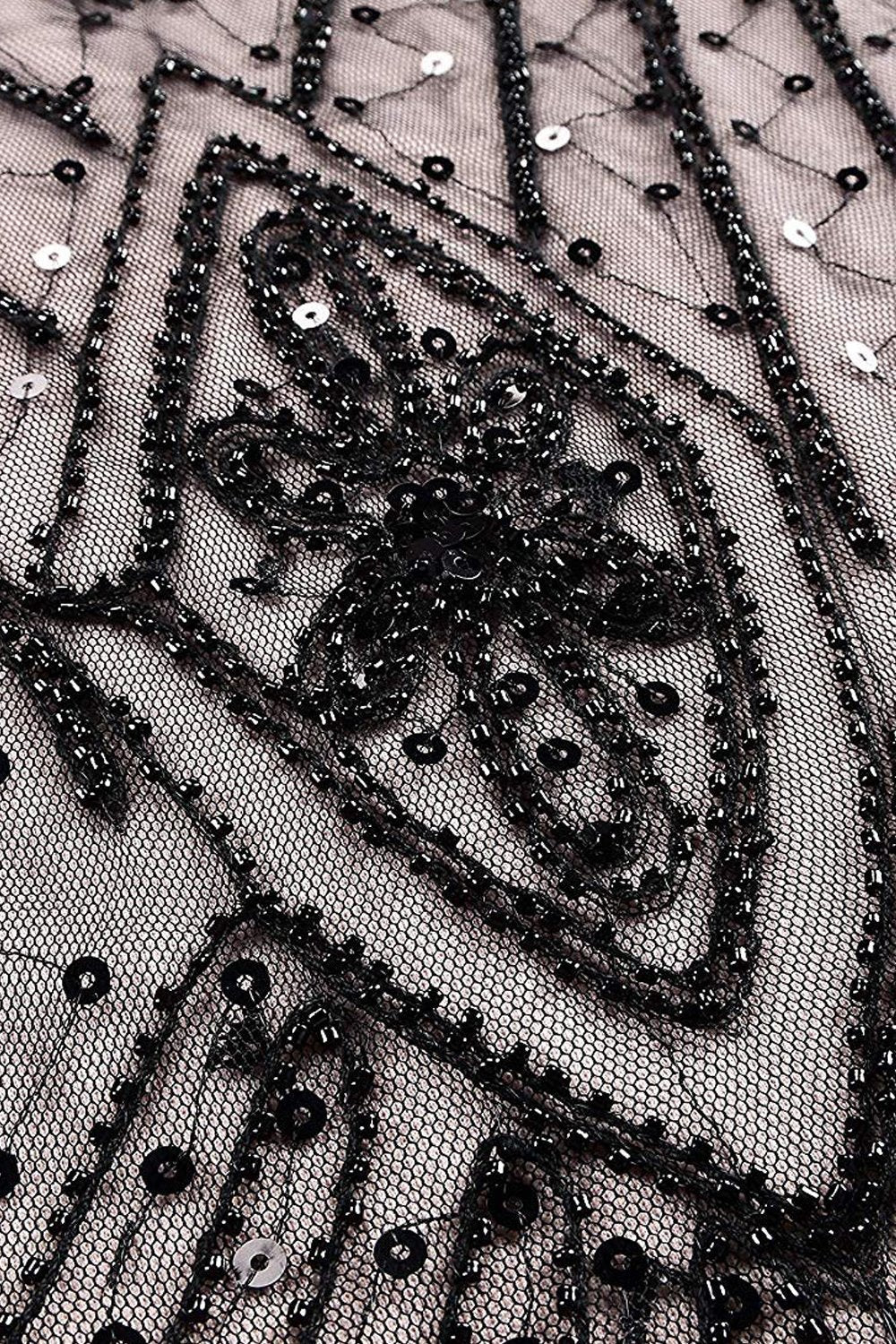 1920er Pailletten Flapper Langes Kleid