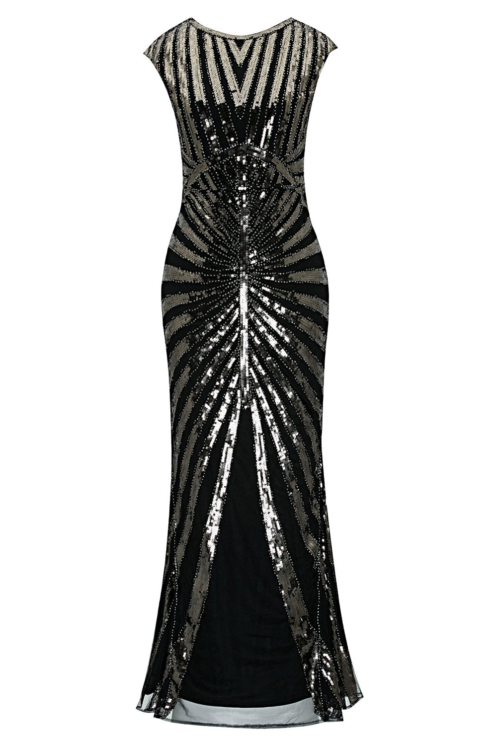 Schwarz Mermaid 1920er Pailletten Flapper Kleid