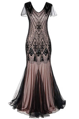 1920er Pailletten Flapper Langes Kleid