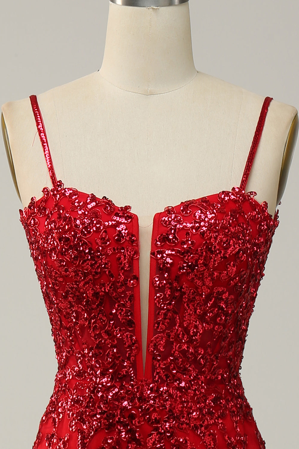 Meerjungfrau Spaghettiträger Königsblau Pailletten Langes Ballkleid mit Schlitz