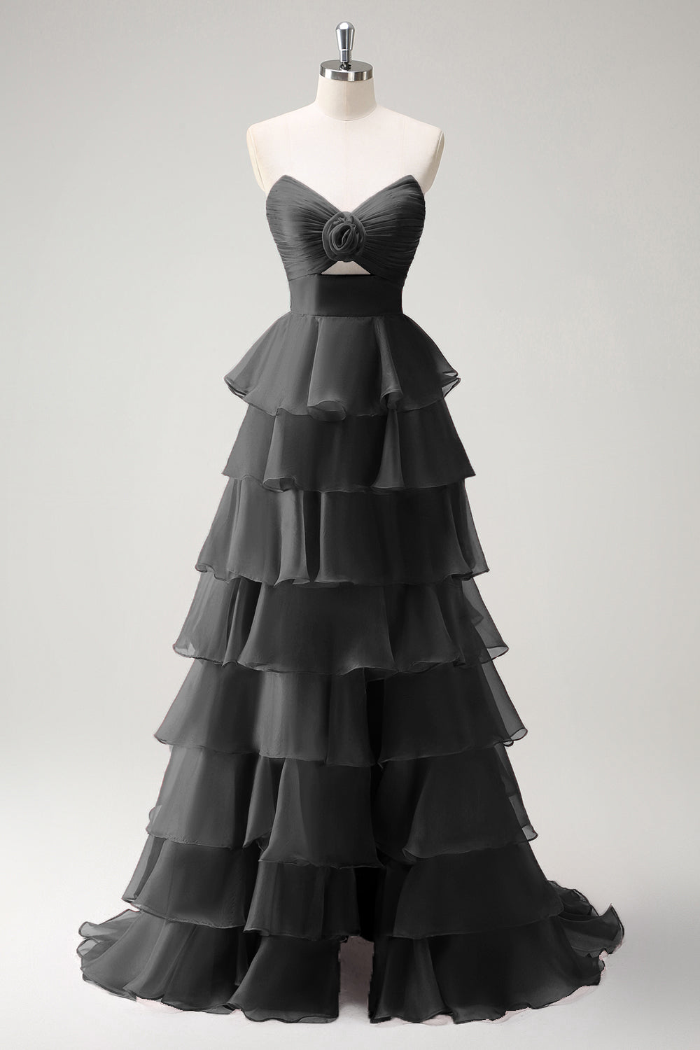Orange Herzausschnitt Prinzessin Gestuftes Langes Ballkleid mit Schlitz