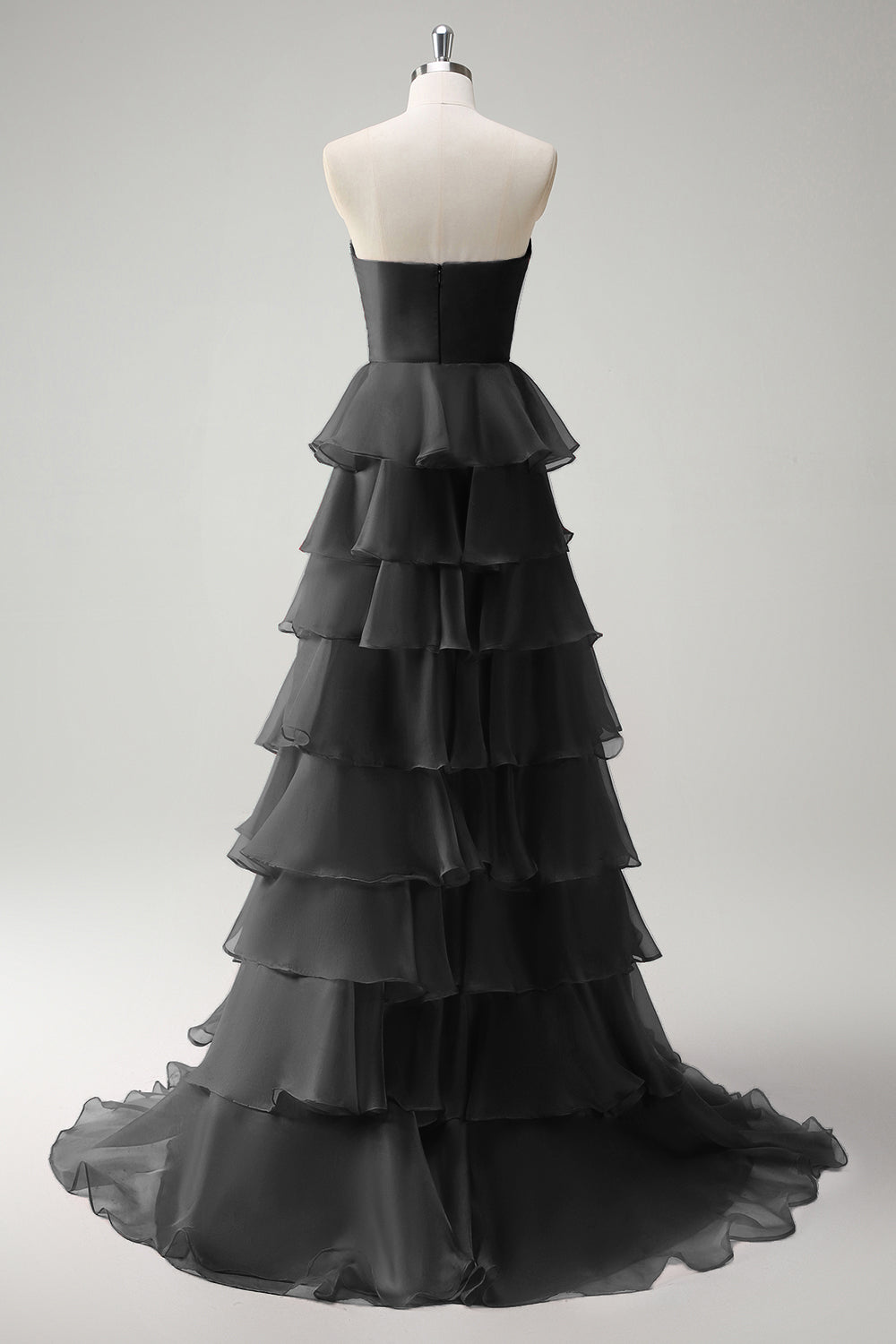 Orange Herzausschnitt Prinzessin Gestuftes Langes Ballkleid mit Schlitz