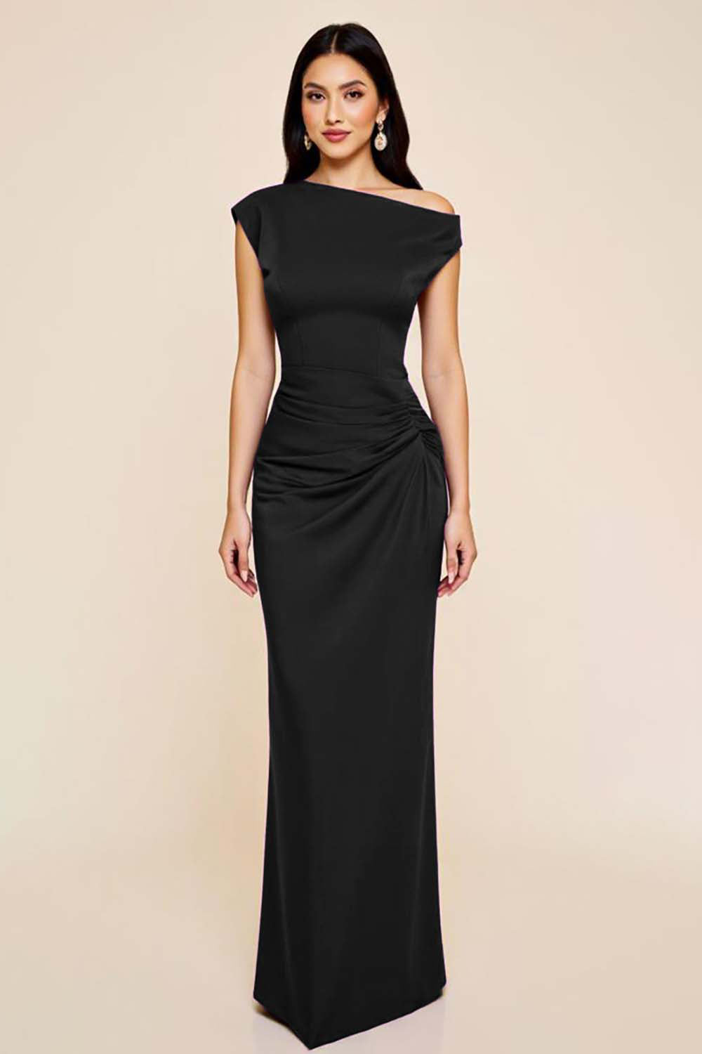 Pflaumenfarbenes Meerjungfrauenkleid mit Rüschen und einer Schulter