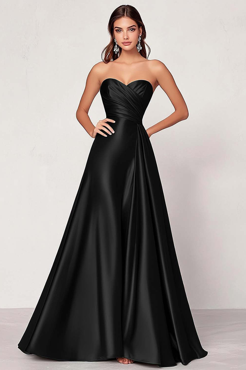 Dunkelgrünes A-Linie Satin Herzausschnitt Langes Ballkleid