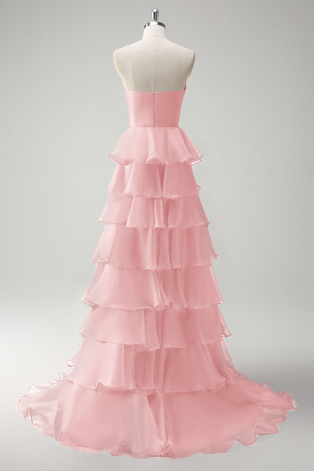 Orange Herzausschnitt Prinzessin Gestuftes Langes Ballkleid mit Schlitz