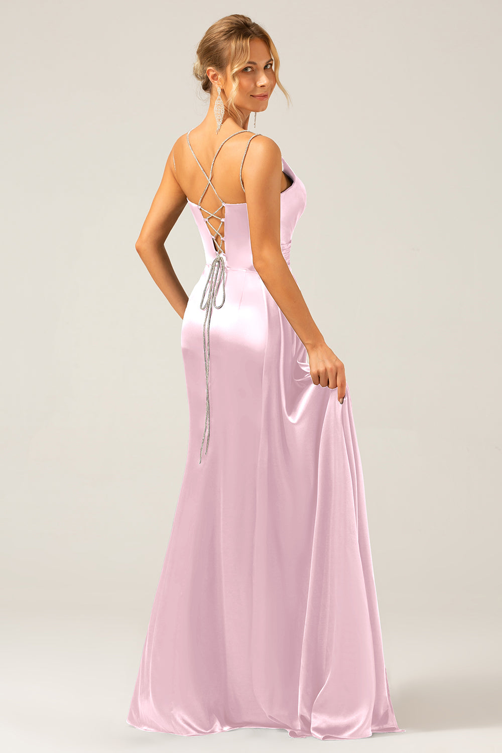 Schwarzes Meerjungfrauen Spaghettiträger Plissee Korsett Langes Ballkleid mit Schlitz