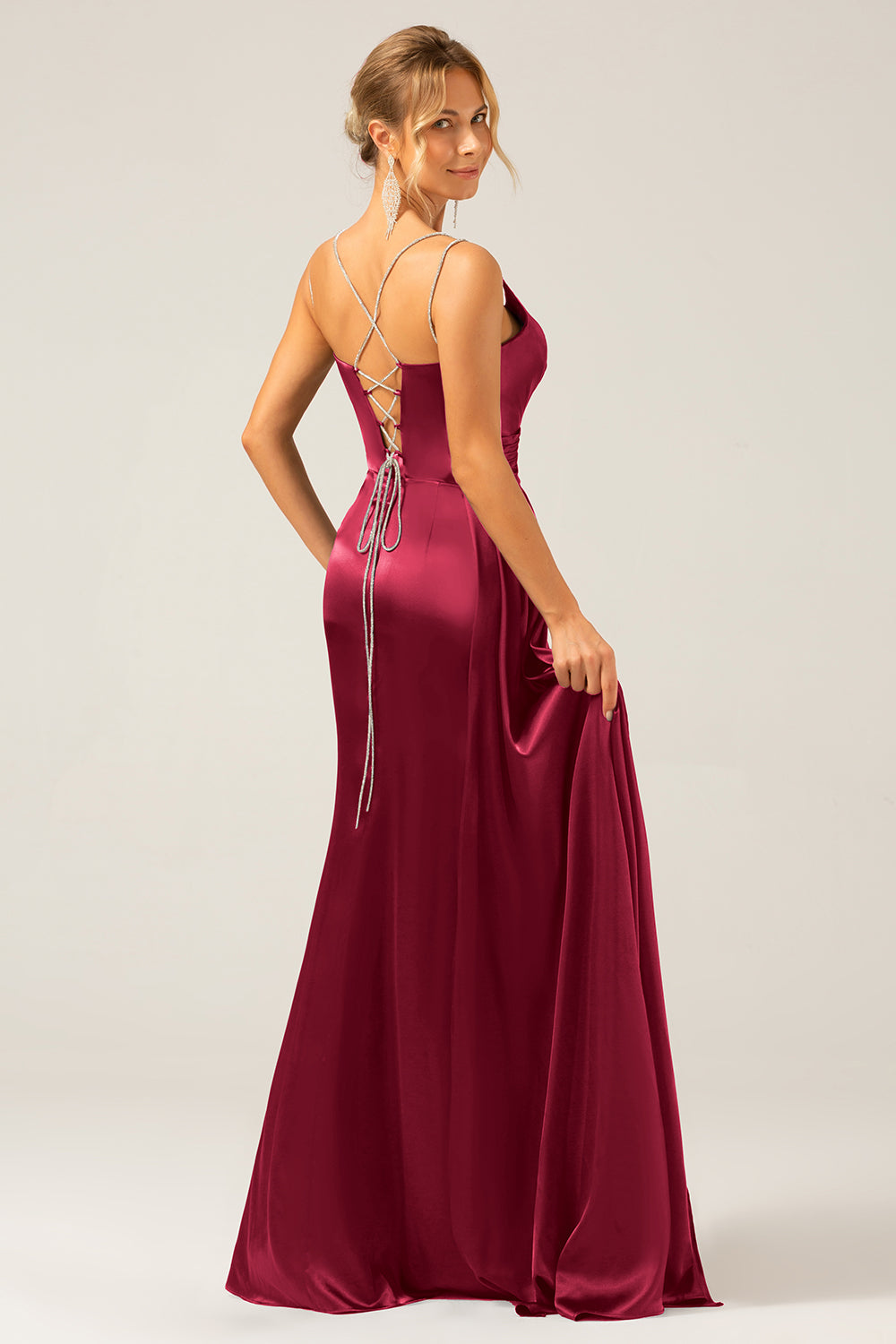 Schwarzes Meerjungfrauen Spaghettiträger Plissee Korsett Langes Ballkleid mit Schlitz