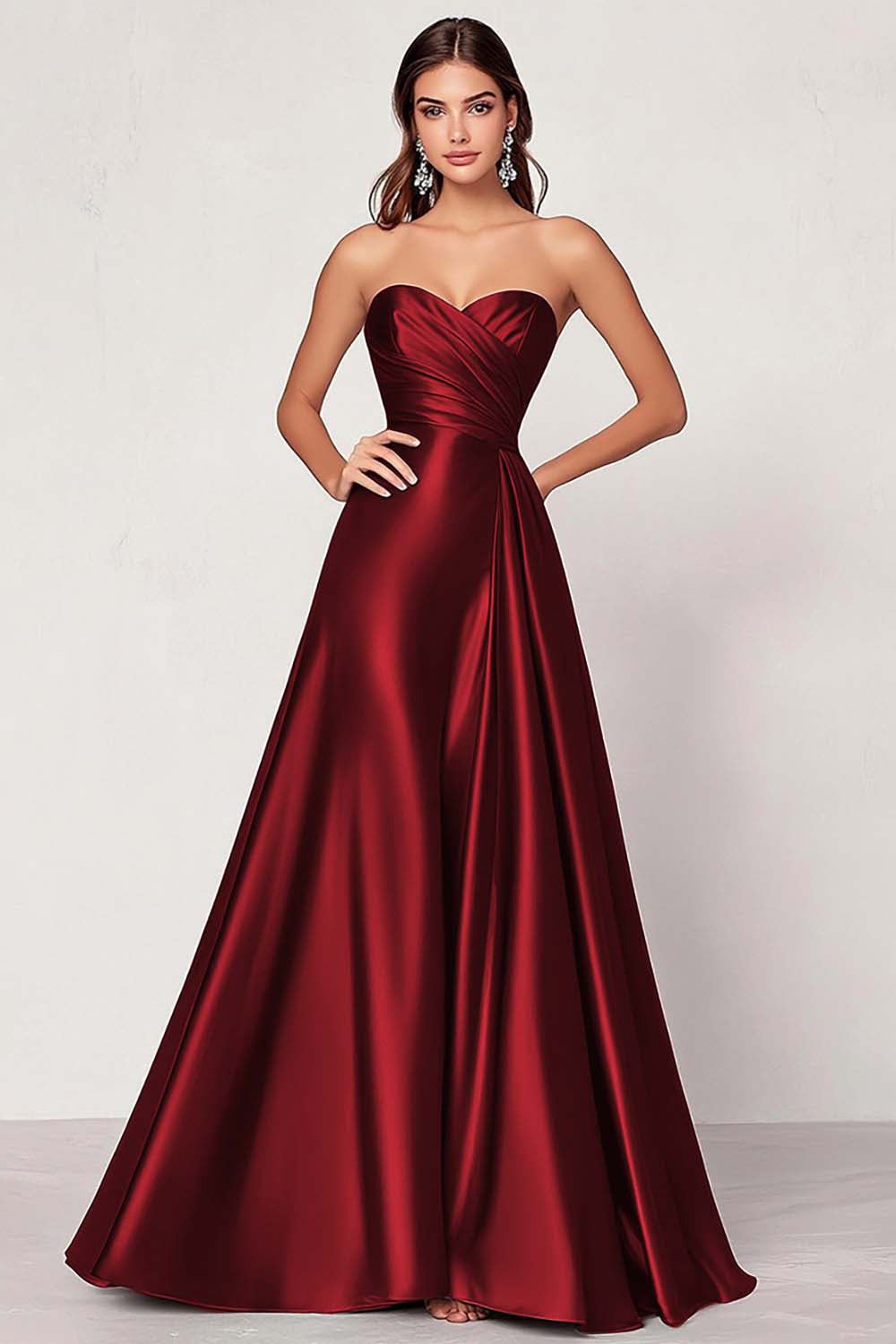 Dunkelgrünes A-Linie Satin Herzausschnitt Langes Ballkleid