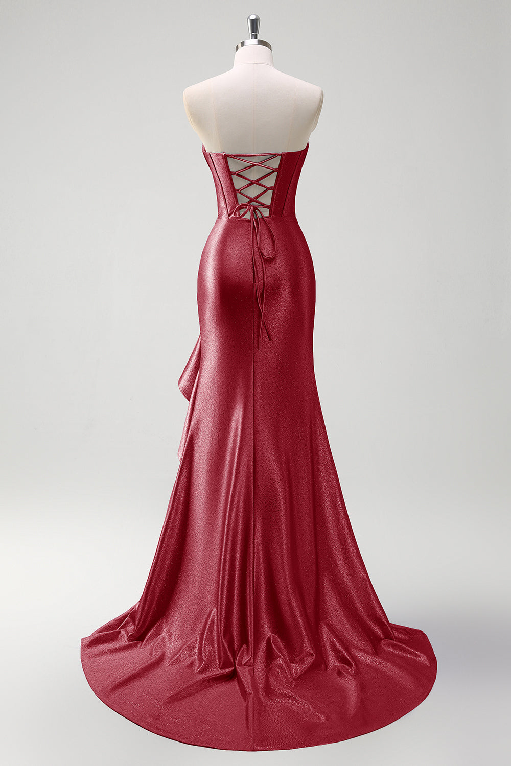 Glitzerndes grau-blaues Langes Meerjungfrauen Satin Abendkleid mit Schlitz