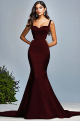 Satin Dunkelgrünes Meerjungfrau Langes Ballkleid