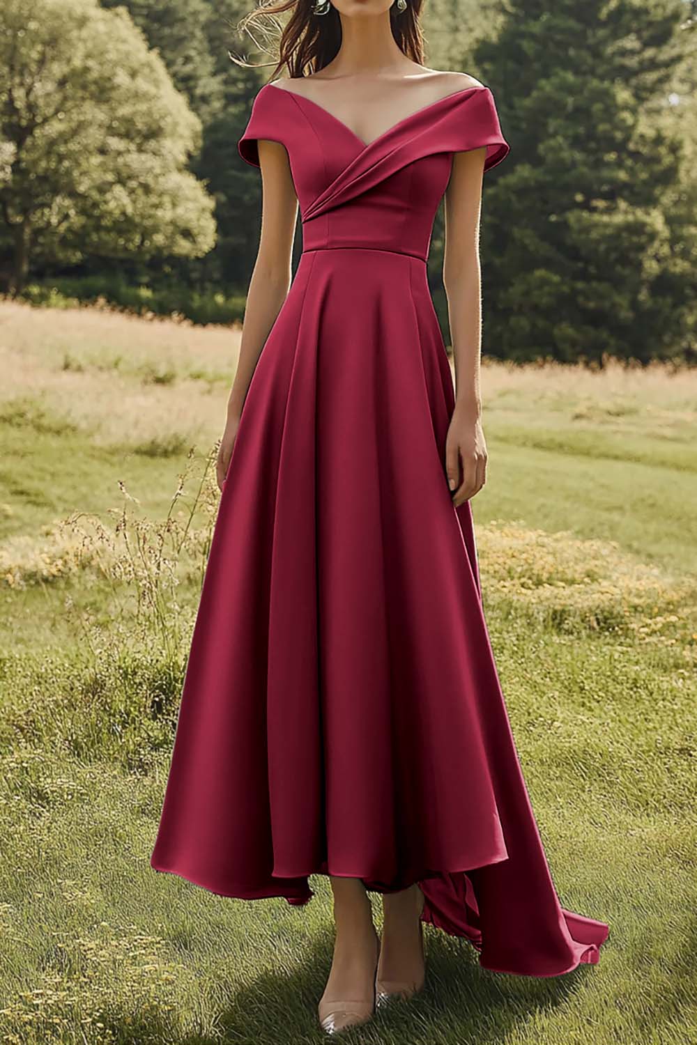 Sage Schulterfreies Schlankes Ballkleid mit Breitem Saum