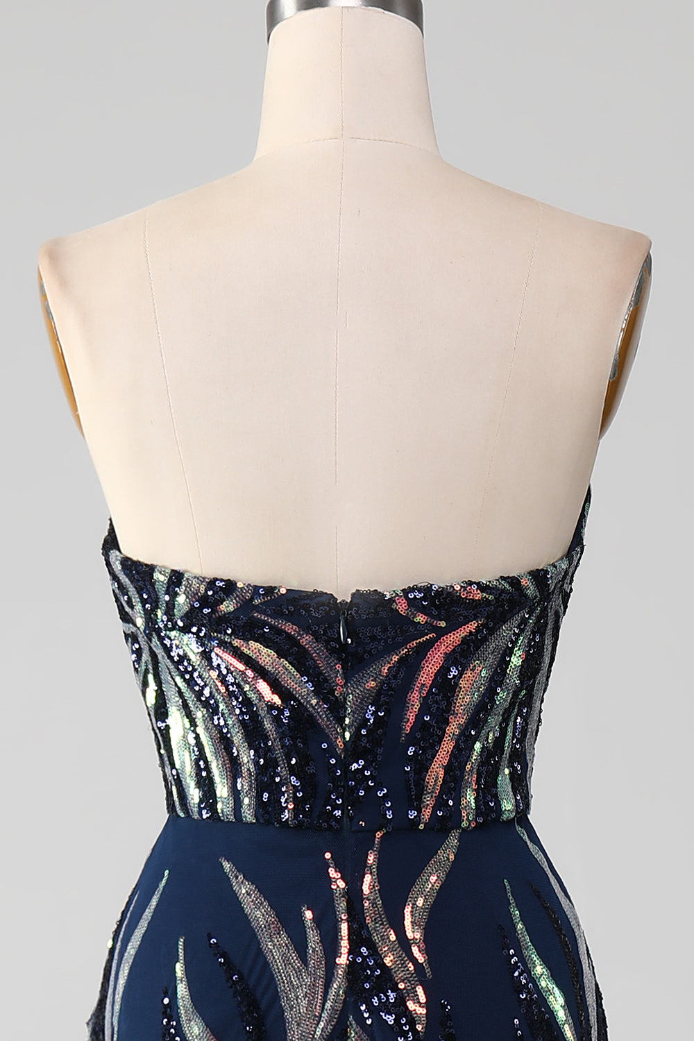 Glitzerndes marineblaues Meerjungfrauen Pailletten Kleid für den Abschlussball