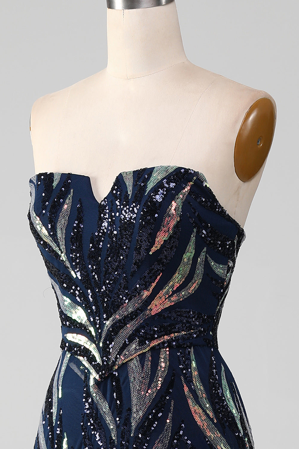 Glitzerndes marineblaues Meerjungfrauen Pailletten Kleid für den Abschlussball