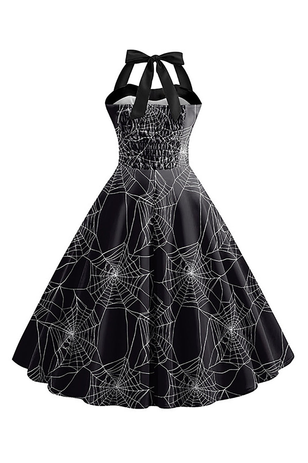 Halloween Muster Schwarzes Neckholder Vintage Kleid