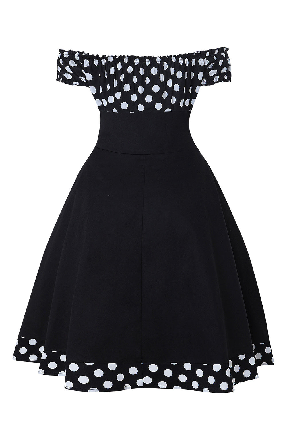 Schulterfreies Polka Dots Kleid aus den 1950er Jahren