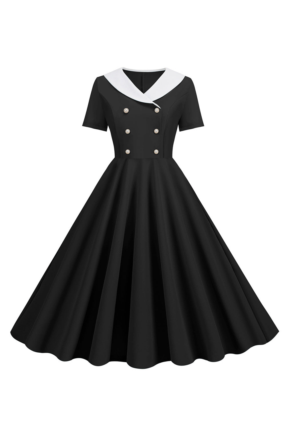 Rosa Peter Pan Kragen Swing 1950er Jahre Kleid mit kurzen Ärmeln