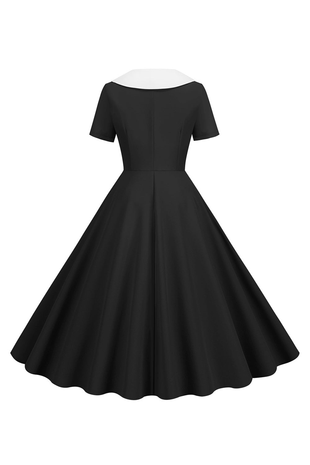 Rosa Peter Pan Kragen Swing 1950er Jahre Kleid mit kurzen Ärmeln