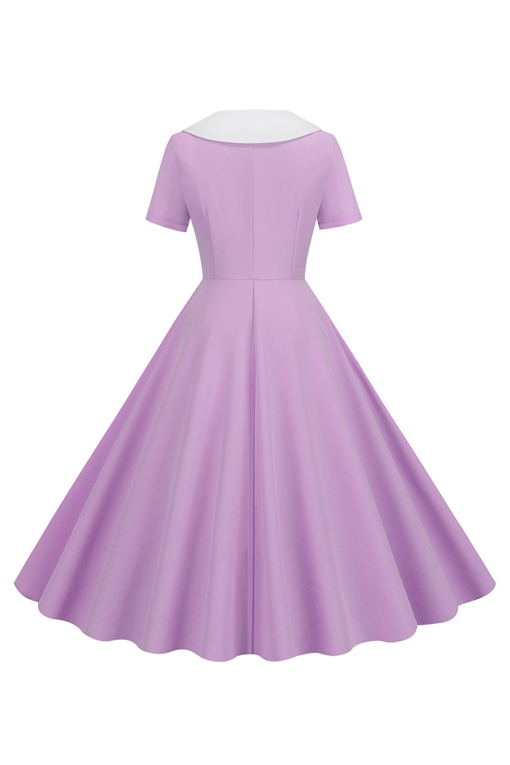 Rosa Peter Pan Kragen Swing 1950er Jahre Kleid mit kurzen Ärmeln