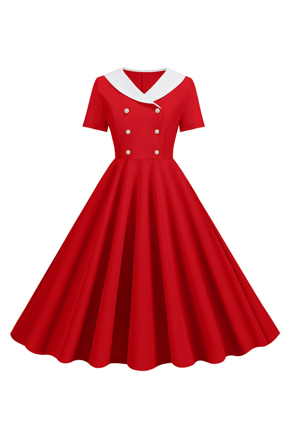 Rosa Peter Pan Kragen Swing 1950er Jahre Kleid mit kurzen Ärmeln