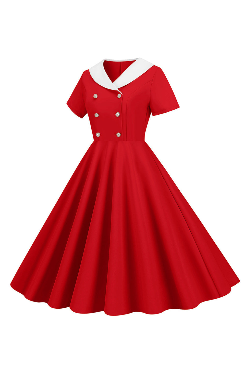 Rosa Peter Pan Kragen Swing 1950er Jahre Kleid mit kurzen Ärmeln