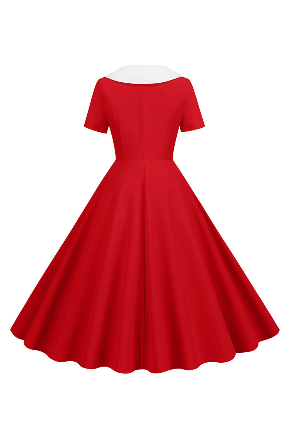 Rosa Peter Pan Kragen Swing 1950er Jahre Kleid mit kurzen Ärmeln