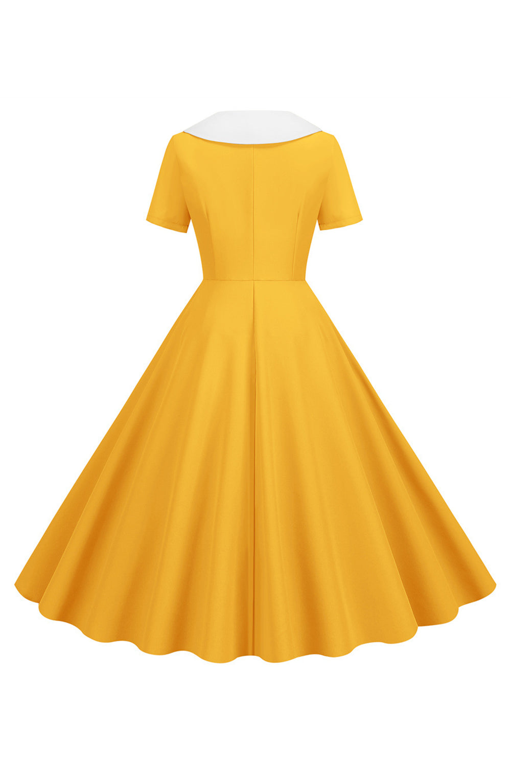 Rosa Peter Pan Kragen Swing 1950er Jahre Kleid mit kurzen Ärmeln