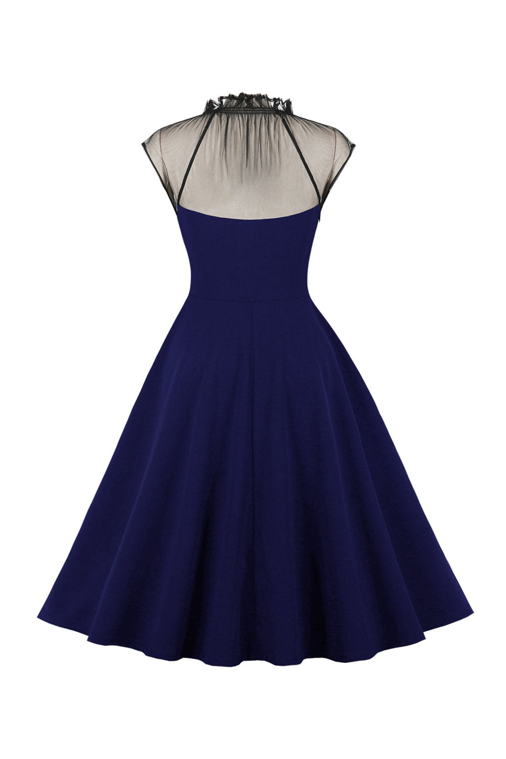 Schwarzes A Linie Vintage Kleid der 1950er Jahre mit Knöpfen