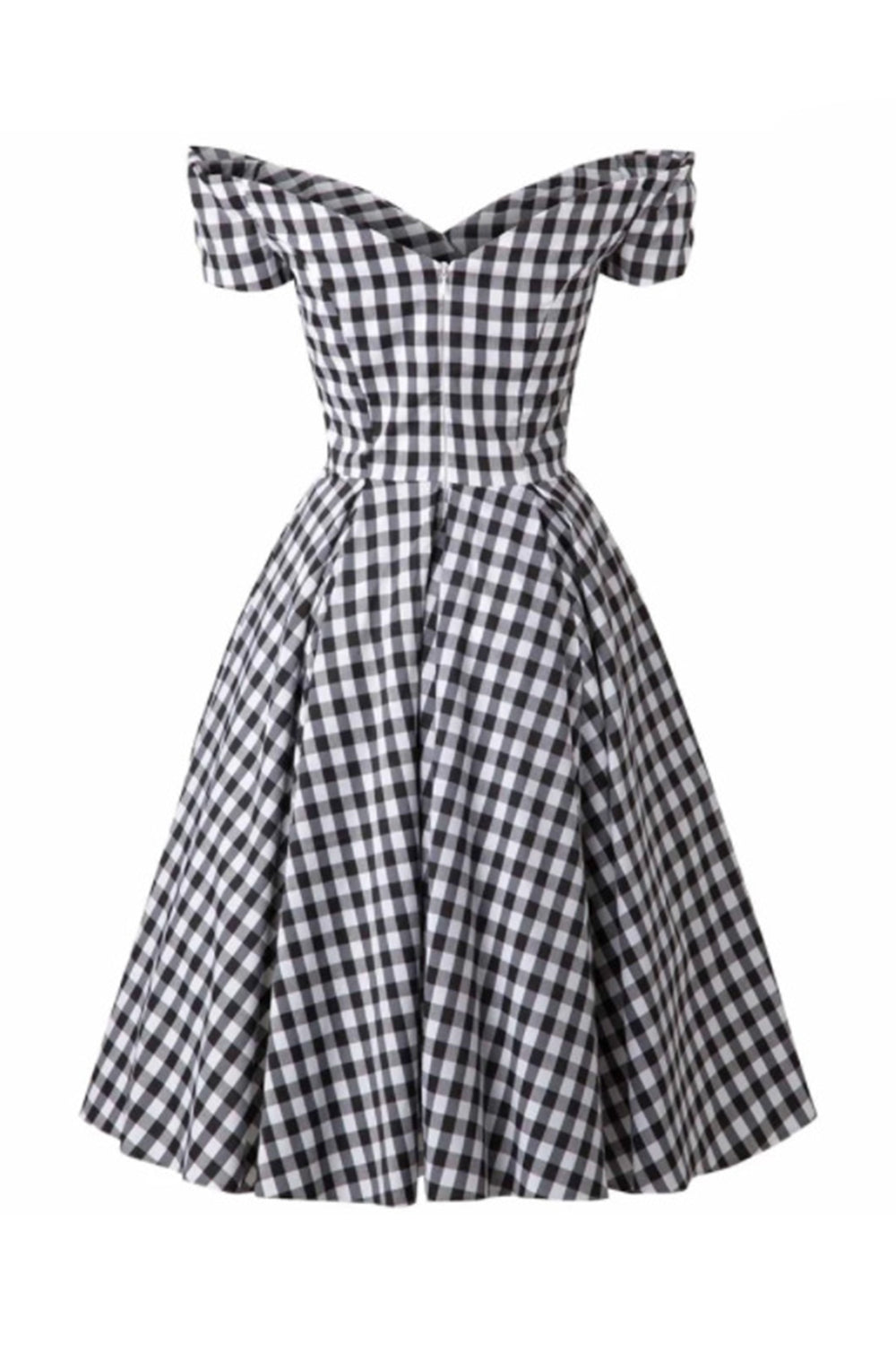 Schwarzes Gingham Vintage Rockabilly Kleid