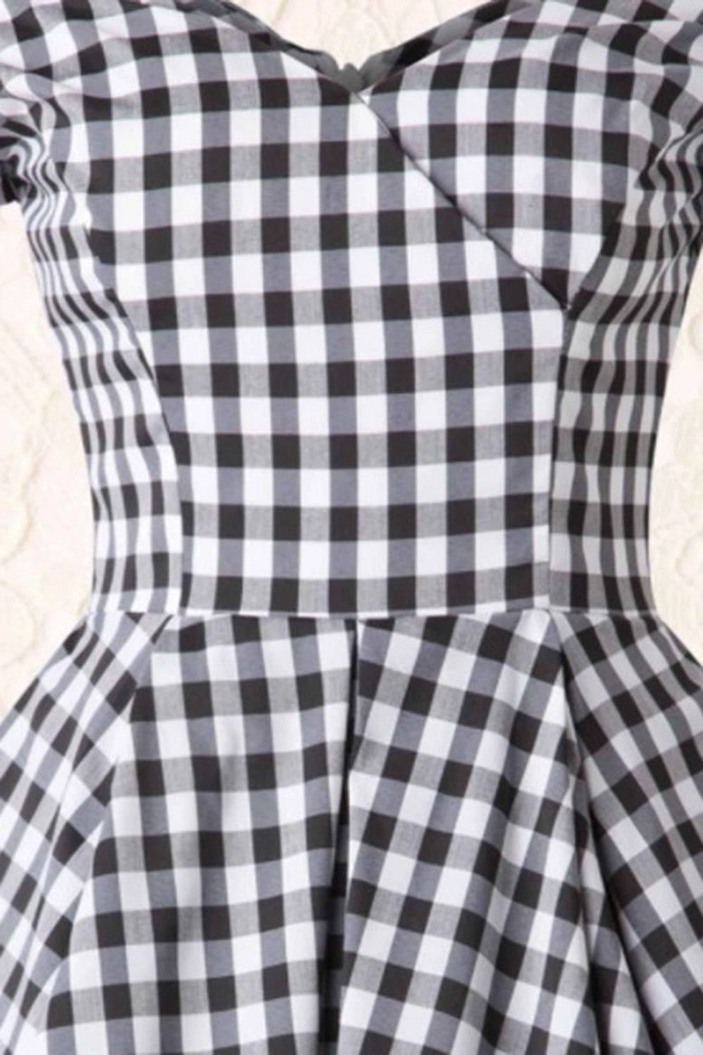 Schwarzes Gingham Vintage Rockabilly Kleid