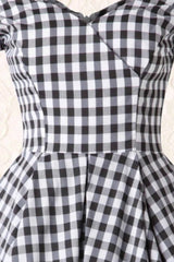 Schwarzes Gingham Vintage Rockabilly Kleid