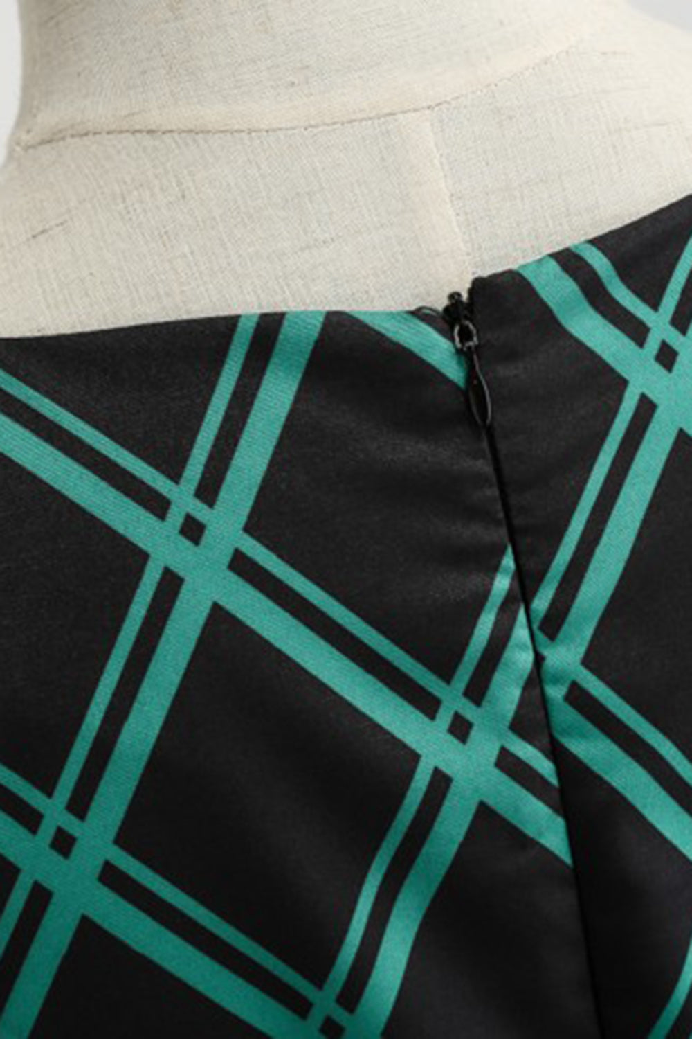 Swing Grünes kariertes Rockabilly Kleid
