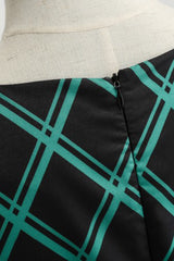Swing Grünes kariertes Rockabilly Kleid