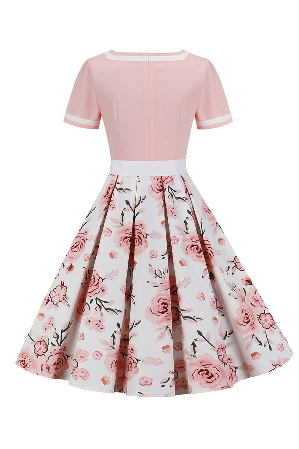 V-Ausschnitt kurze Ärmel schwarz 1950er Jahre Rockabilly Kleid mit Gürtel