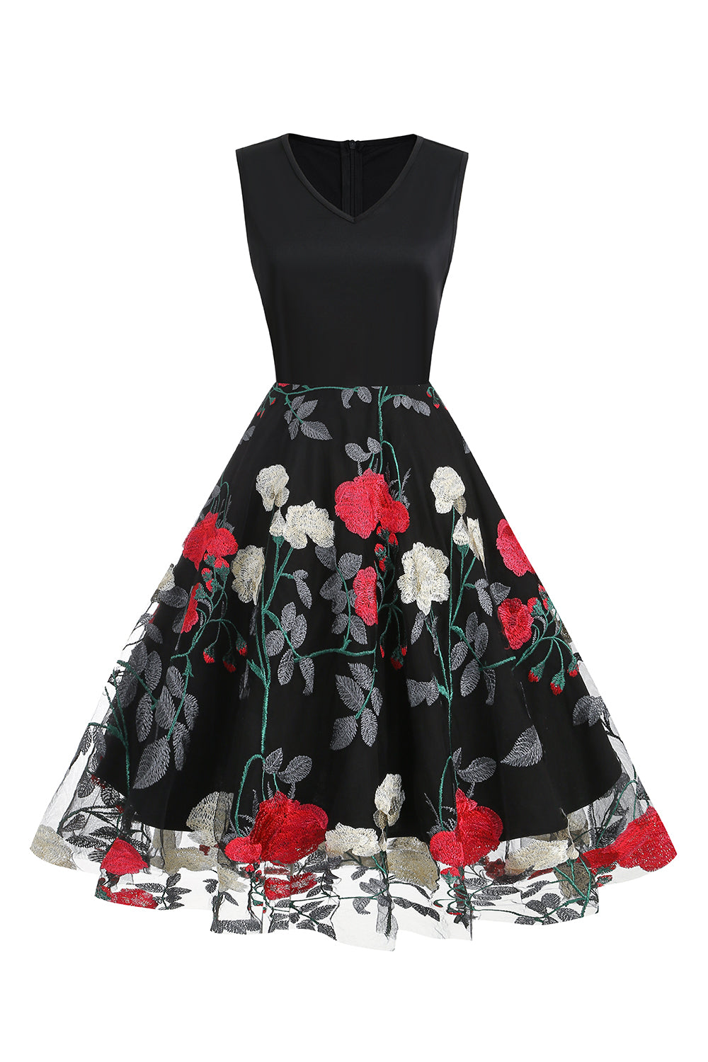 Fuchsia und schwarzes Vintage Rockabilly Kleid