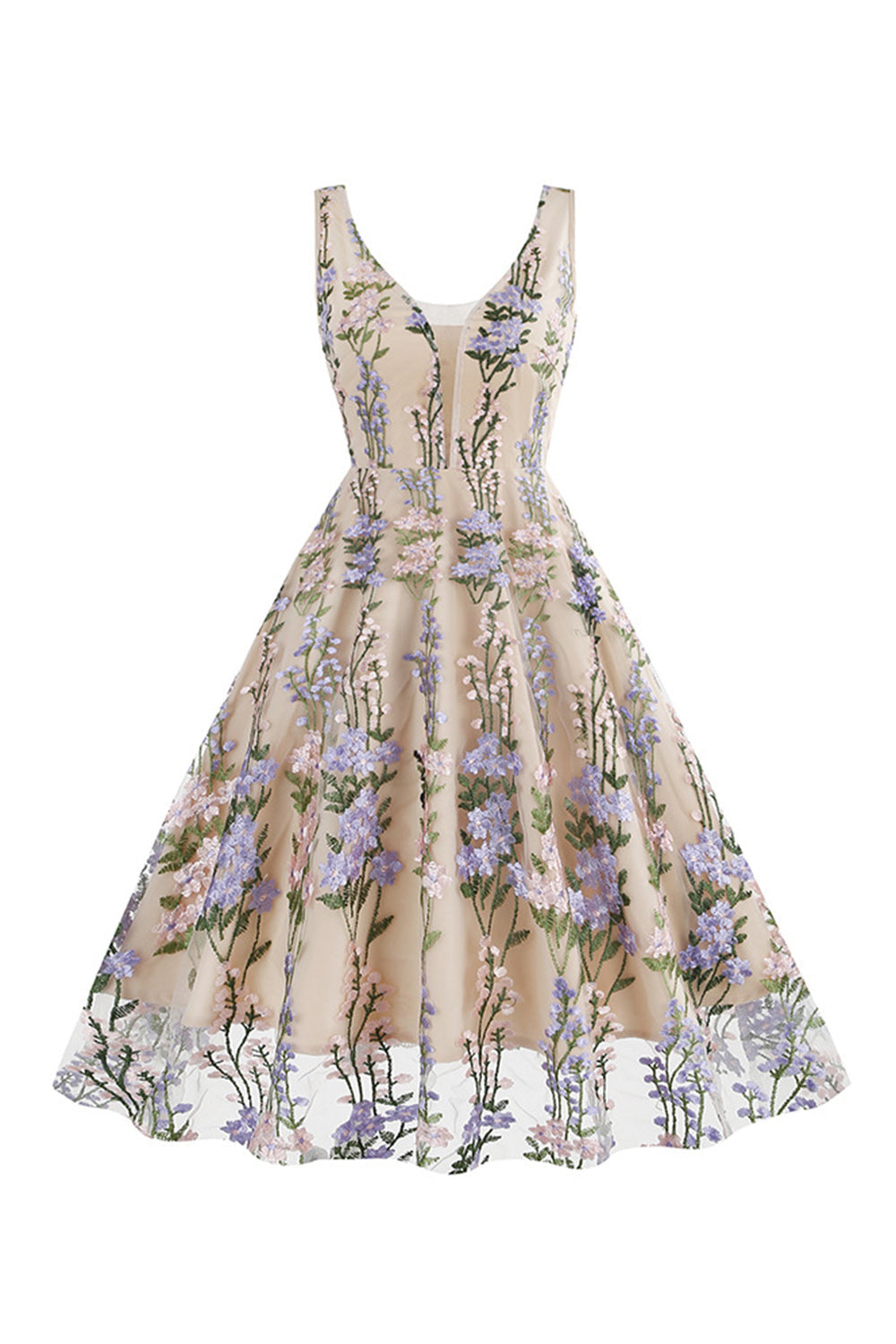 Schwarzes Rockabilly 1950er Jahre Kleid mit Stickerei