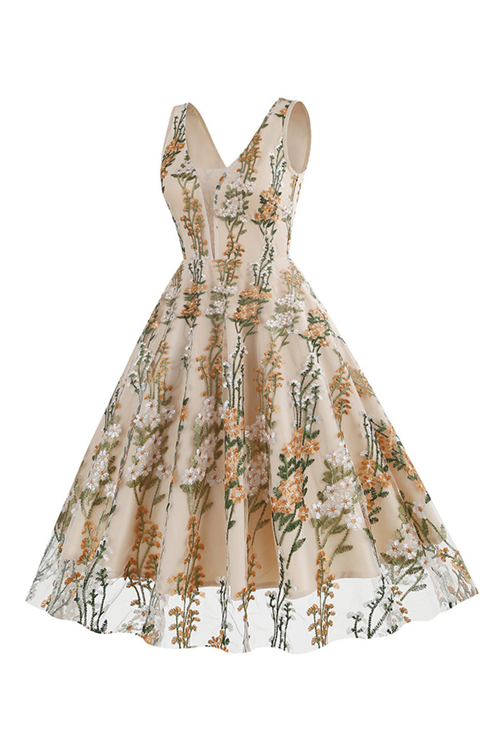 Schwarzes Rockabilly 1950er Jahre Kleid mit Stickerei