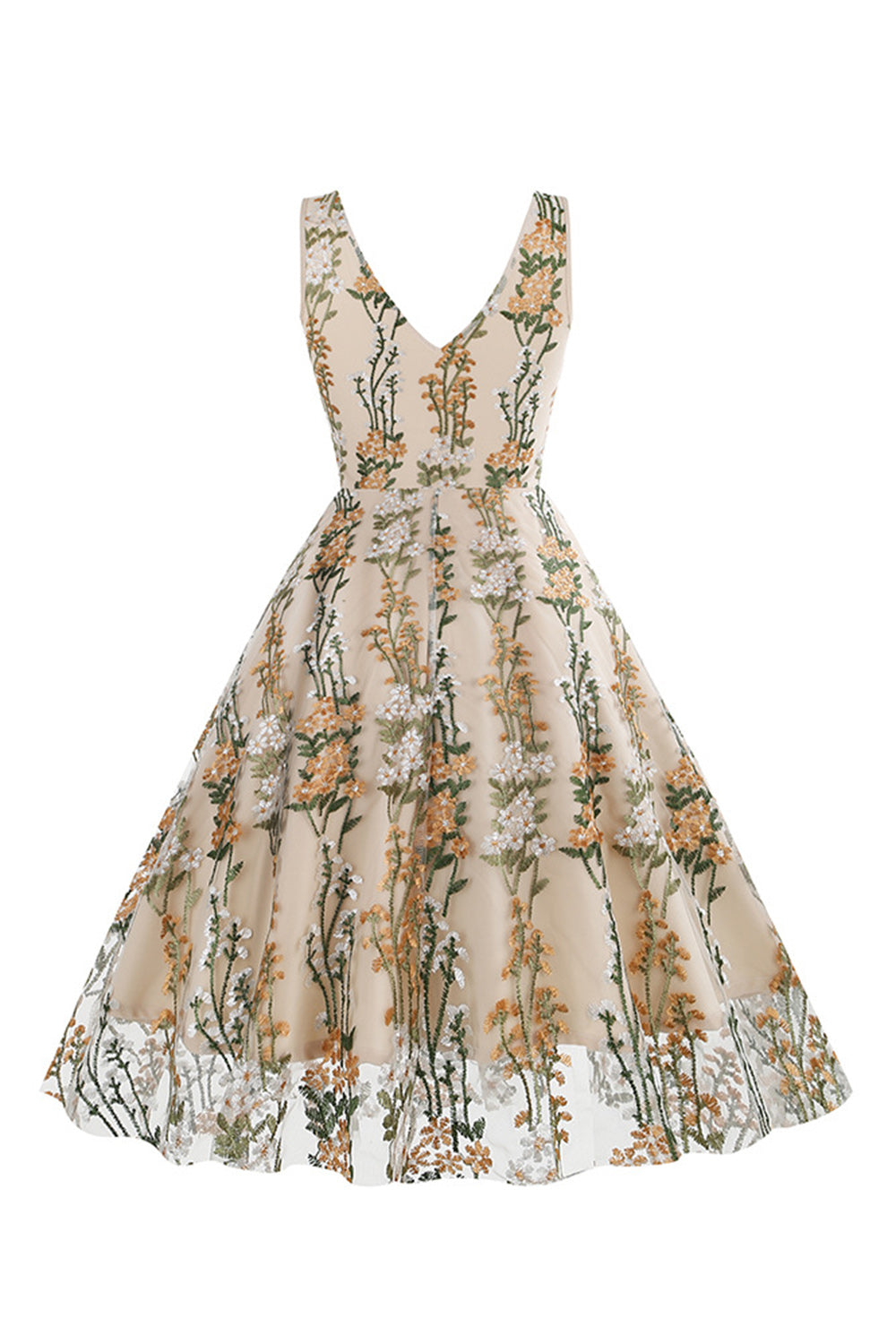 Schwarzes Rockabilly 1950er Jahre Kleid mit Stickerei
