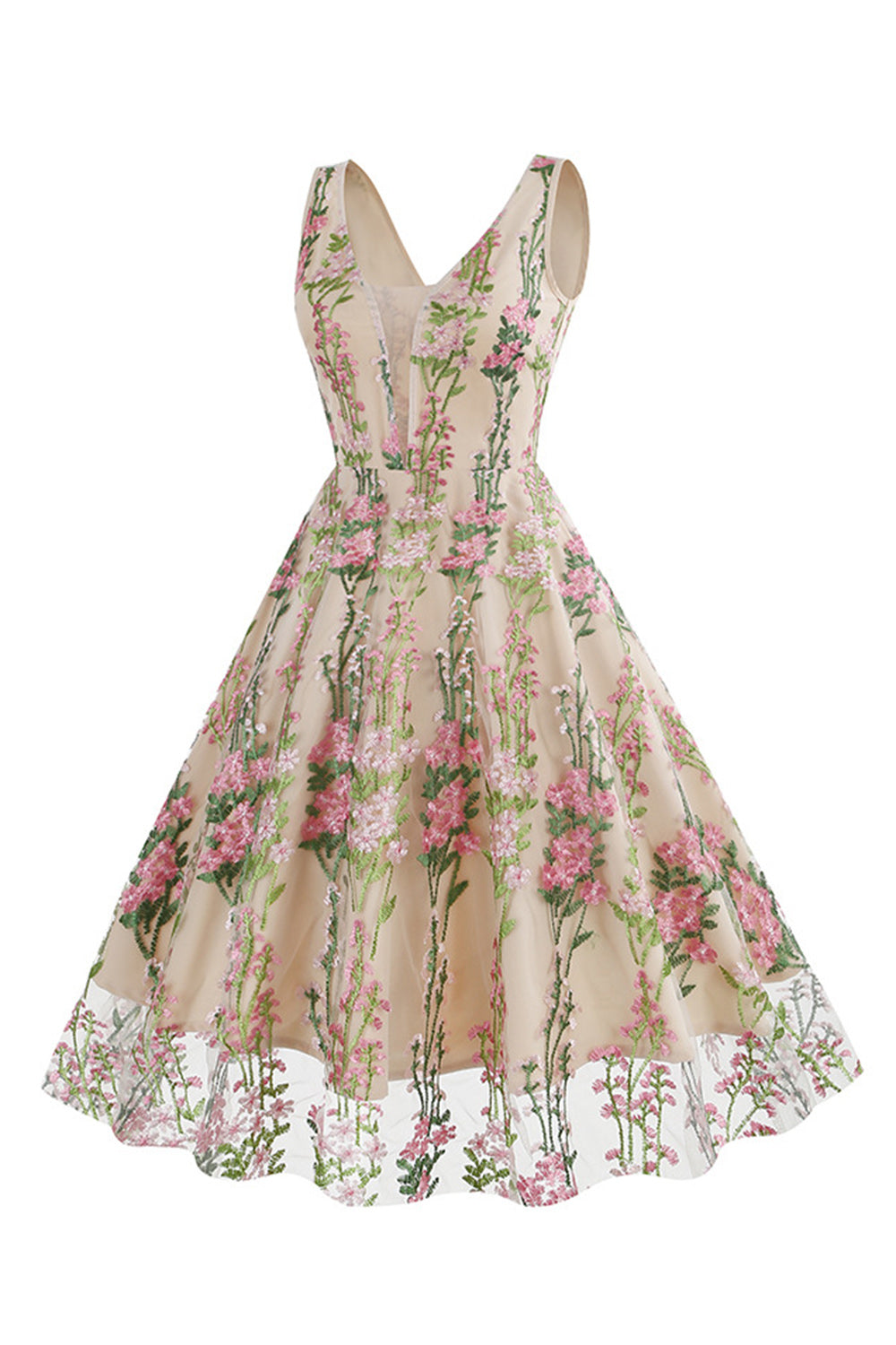 Schwarzes Rockabilly 1950er Jahre Kleid mit Stickerei