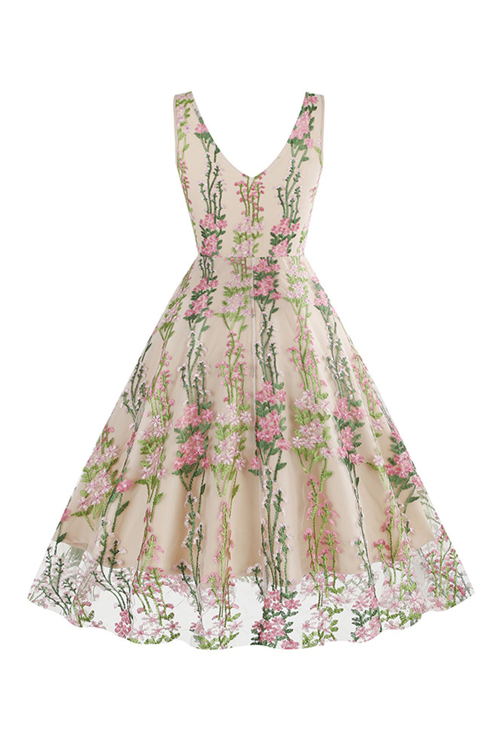 Schwarzes Rockabilly 1950er Jahre Kleid mit Stickerei