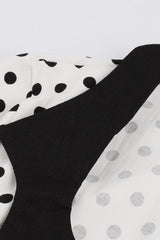 Schwarzes Polka Dots Rockabilly 1950er Jahre Kleid mit kurzen Ärmeln