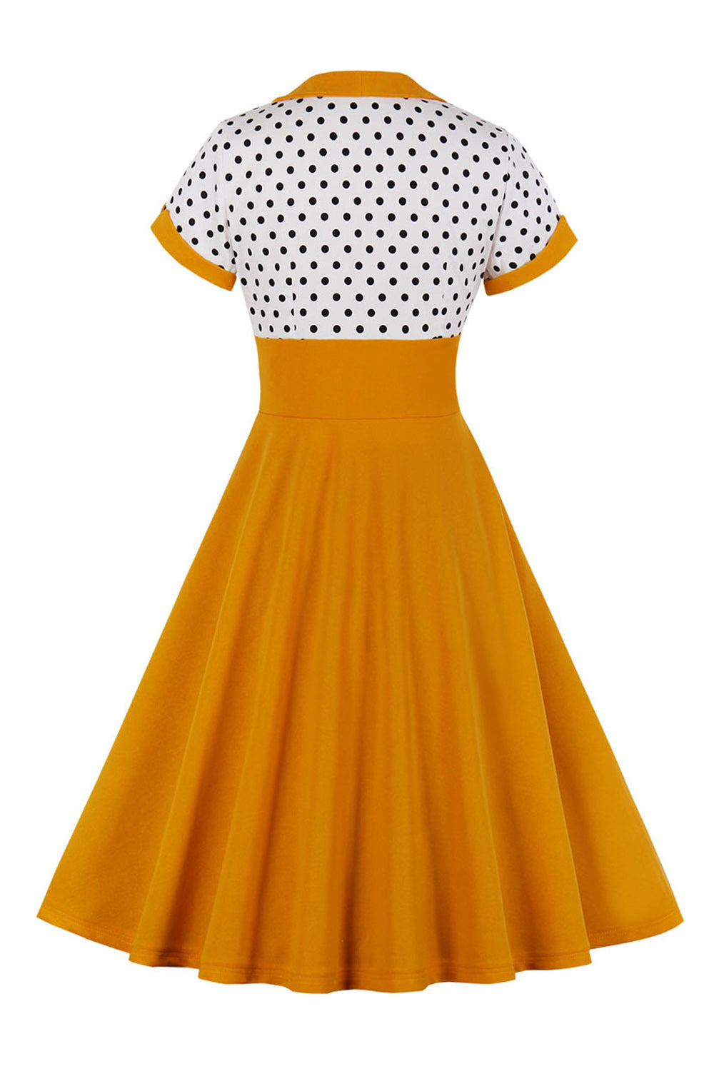 Schwarzes Polka Dots Rockabilly 1950er Jahre Kleid mit kurzen Ärmeln